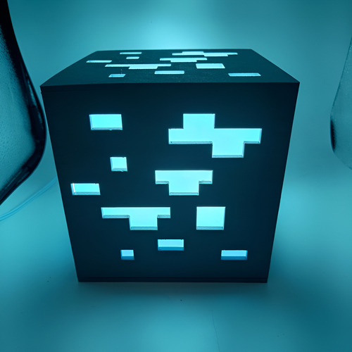 Lámpara Cubo Minecraft Bloque Piedra Diamante Oro Redstone