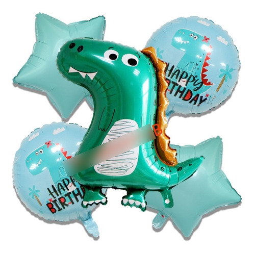 Globos Metálicos (5 Piezas) Dinosaurio Dientes Para Niños 