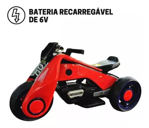 Triciclo Mini Moto Elétrica Infantil Cor Vermelha Som e Farol com Luz -  Importway