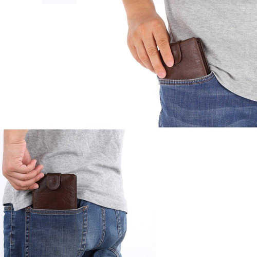 Elegante Cartera Hombre Piel Genuina Porta Foto/documento