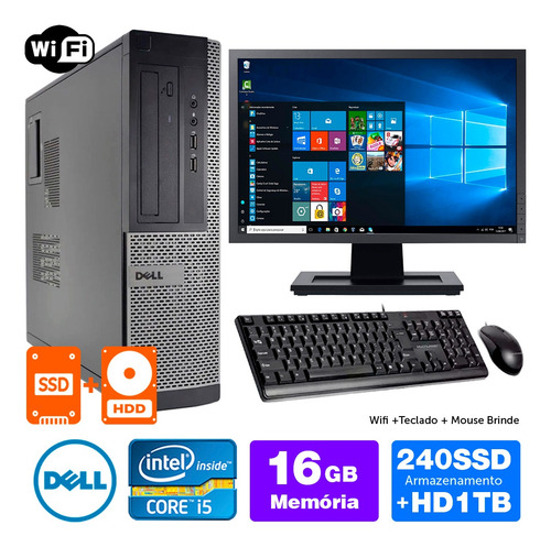 Imagem 1 de 5 de Pc Barato Dell Optiplex Int I5 2g 16gb Ssd240+1tb Mon19w