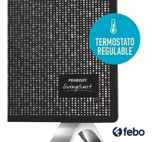 Panel Vitroconvector Peabody 2000w Estufa Calefactor Febo Color Negro
