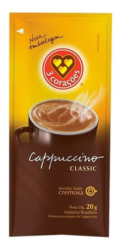 Kit Caixa Cappuccino Classic 3 Corações Em Sachê 