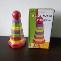 Comprar Juguete Aros Didacticos Torre Apilables De Madera 17cm Alto