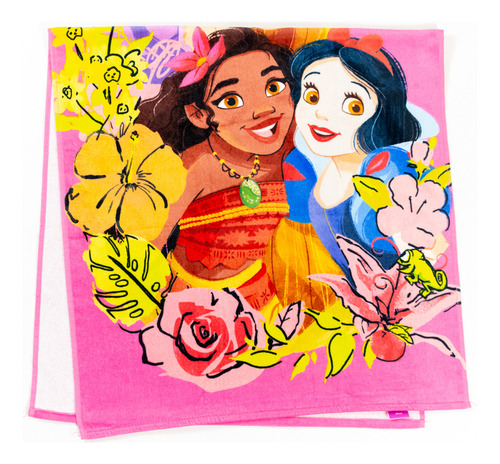 Toalla De Baño Princesas Disney, Textura Suave, 100% Algodón Color Rosa Friends Forever