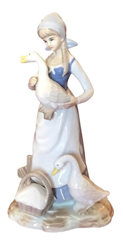 Figura Mujer Con Gansos Porcelana  Kato Kogei Simil Lladro