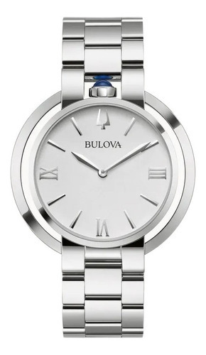 Reloj Bulova Rubaiyat Para Dama, Original E-watch 96l306 Color De La Correa Plateado Color Del Bisel Plateado Color Del Fondo Blanco