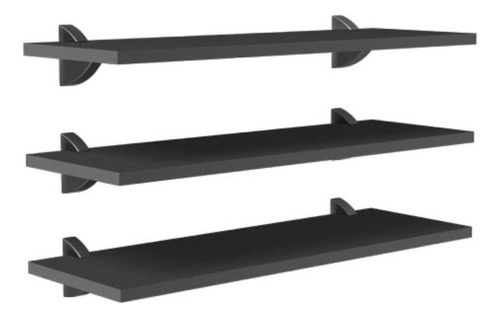 Kit Com 3 Peças Prateleiras Pretas 1,5x20x60 Cm Prat-k Cor Preto