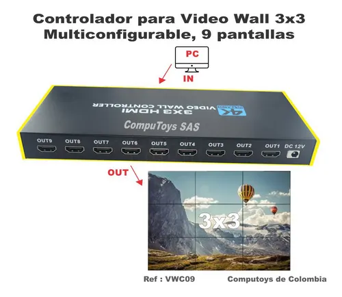 Video Wall 3x3 Controller 1 Imagen A 9 Pantallas Computoys