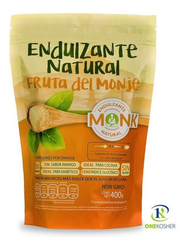 Combo Monk Fruit Bolsa 400 Gr+40 Sobres+ Miel+ Glass+ Envio