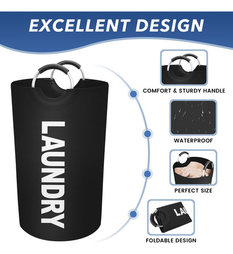 Gran Cesta Lavandería Plegable 90l Impermeable Asas Aluminio
