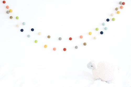 Farm To Table Adjustable Handmade Felt Ball Garland By She