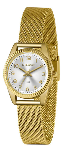 Relógio Lince Dourado Pequena Aço Esteira Lrg4674l