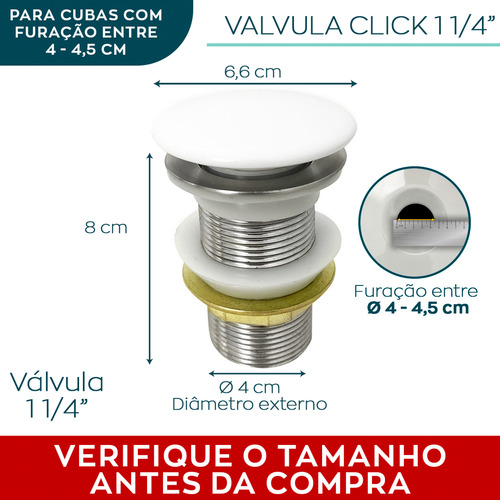 Sifao De Pia Banheiro E Valvula Ceramica 40mm Kit Escoamento Ralo De Pia Click Inteligente 1 1/4 Lavatório E Sifão Cromado Universal De Plástico Dona D.cor