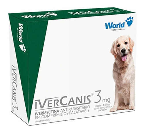 Ivercanis 3mg 4 Comprimidos Sarna Sarcóptica Cães Até 15kg