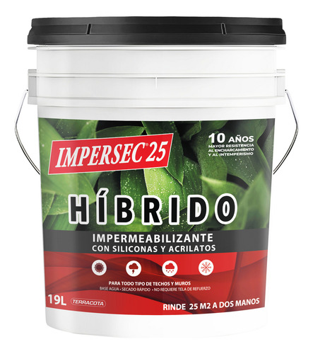 Impermeabilizante Impersec 10 Años 19 L Terracota Satinado