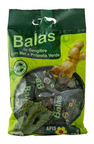 Balas Gengibre Mel E Própolis Verde (10x4g) 40g Apis Flora