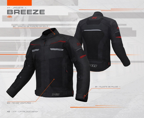Imagem 5 de 5 de Jaqueta X11 Breeze Masculina Impermeável Preto Vermelho
