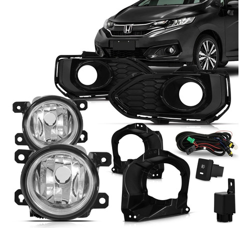 Kit Farol Milha Fit 2018 Moldura Preta