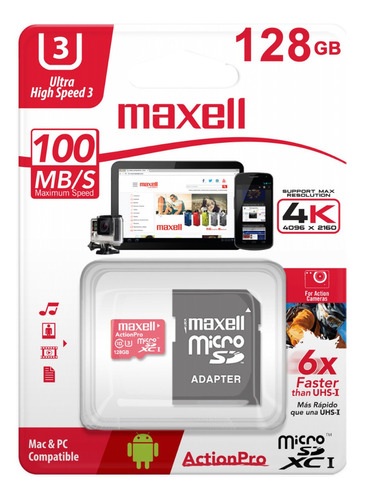 Maxell Tarjeta Memoria Micro Sd Xc 128gb Microsd Clase 10