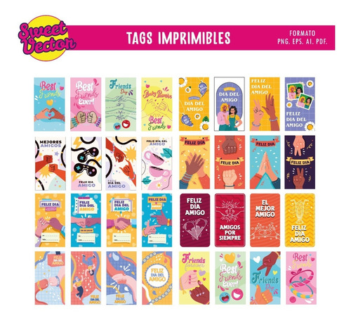 Kits Imprimibles Dia Del Amigo Tags Surtidos Editables