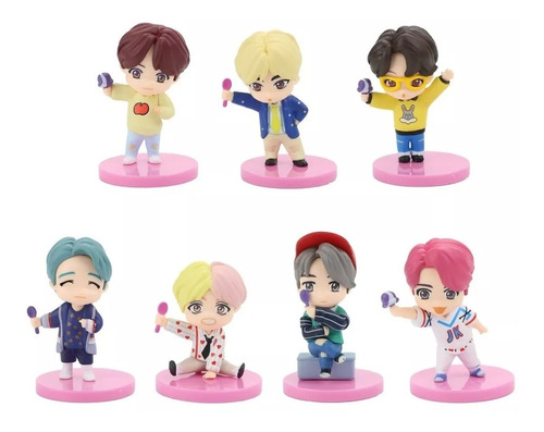 Bts Tiny Tan Set 7 Figuras Colección Completa Ver. 7th Rosa