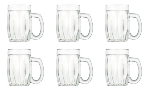 Jarro Vaso Cervecero Chopp X6 Vidrio Baviera 361cc