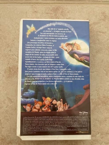Vhs - Peter Pan: El Regreso Al País De Nunca Jamás (Usado)