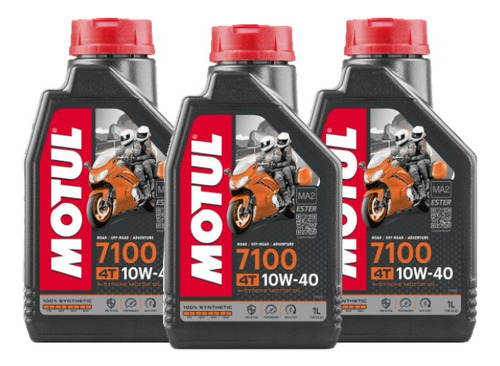 Óleo de motor Motul sintético 10W-40 para motos e quadriciclos 1 kit de 3 unidades / 3L