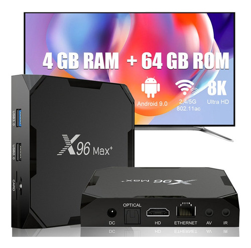 Tv Player Android 9.0 8k 4gb Ram 64gb Rom Dual Band Wifi