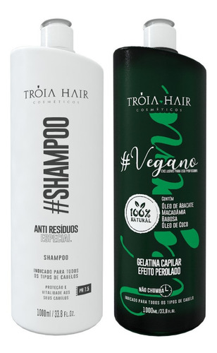 Imagem 1 de 6 de Kit Progressiva Vegana Tróia Hair 2x1litro