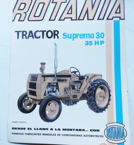 Folleto Antiguo Tractor Rotania Supremo 30 Serie 72