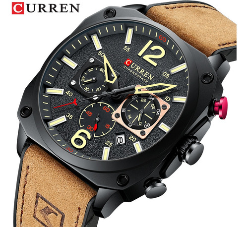 Reloj Curren 8398 For Hombre, Correa De Lujo, Marca De Nego