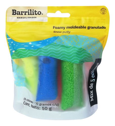 Foamy Moldeable Granulado Barrilito Mix De 5 Colores, 50 Gr Color Mix de 5 colores