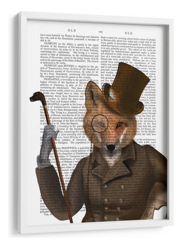 Cuadro Enmarcado Blanco El Bounder Fox Print 30x40