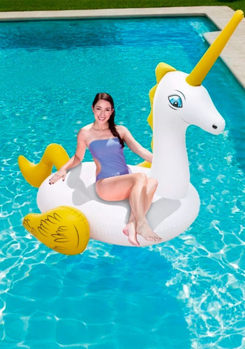 Imagen 3 de 9 de Unicornio Grande Inflable Flotador Pileta Bestway 41107 Full