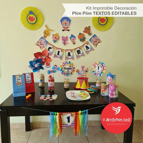 Imagen 1 de 10 de Kit Imprimible Decoración Candy Bar Payaso Plim Plim Editabl