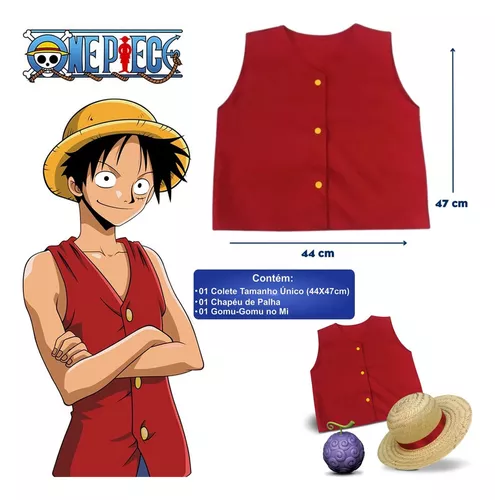 Fantasia Kit Conjunto Luffy One Piece Menino Com Chapeu De Palha