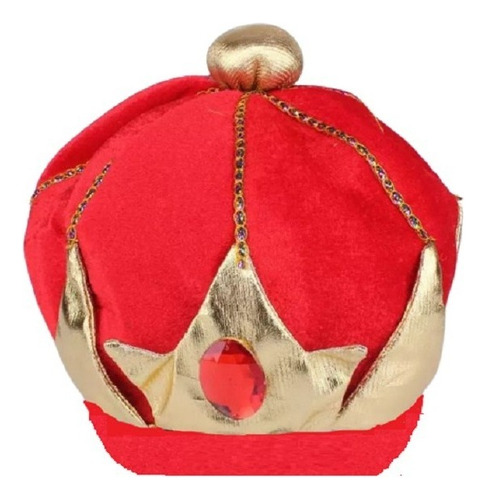 Coroa Rei Príncipe Momo Fantasia Carnaval Pelúcia Vermelho