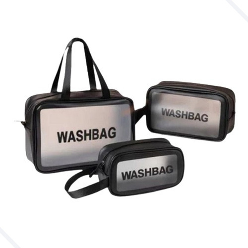 Kit 3x Necessaires Bolsa Viagem Mala Organizador De Objetos Cor Preto