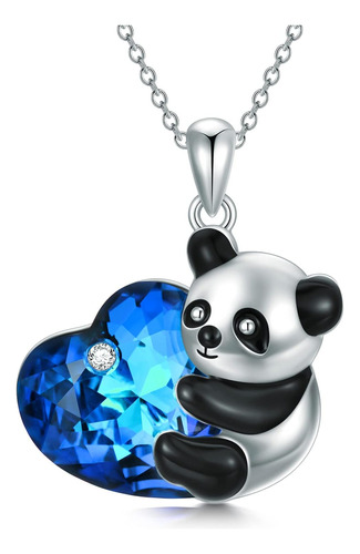 Collar De Panda Para Niñas, Colgante De Animal De Plata Con