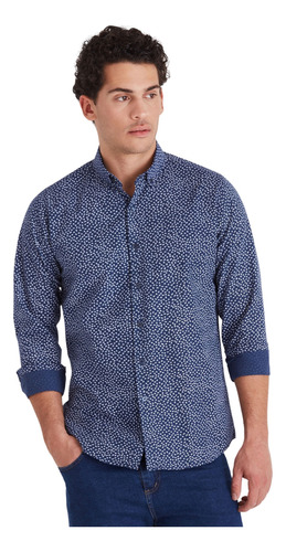 Camisa Macowens Estampada Azul Marino Hombre 42185001