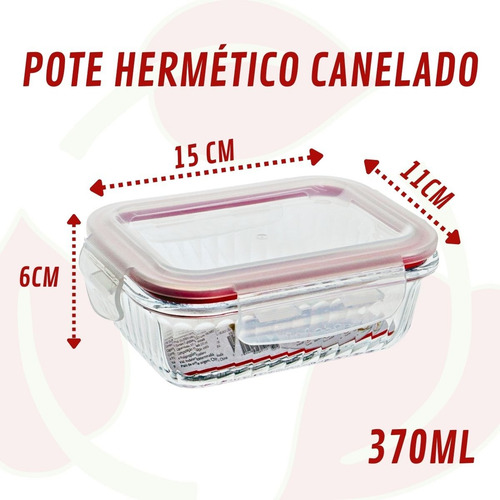 10 Pote Vidro Canelado Hermético 370ml Marmita Fit Airfryer