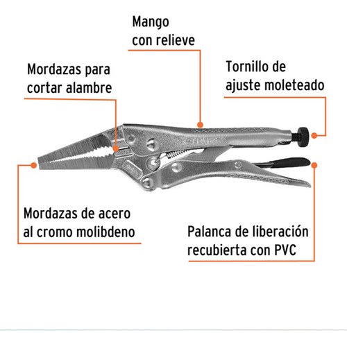 Pinza De Presión 6 Pulgadas Punta Larga Truper 17432