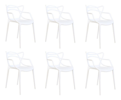 Kit 6 Cadeiras Allegra Varanda, Cozinha, Área Externa Estrutura Da Cadeira Branco