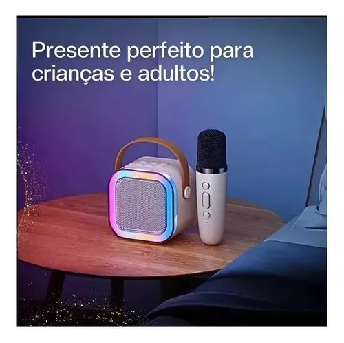Caixa De Som Led Infantil Com 2 Microfone Sem Fio Bluetooth