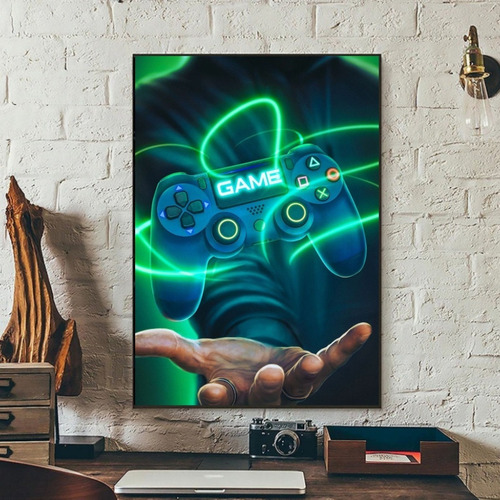 Cuadro Decorativo Control Mando Gamer Mano Arte Diseño