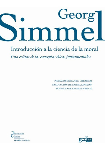 Introduccion A La Ciencia Moral - Simmel Georg (libro) - Nue