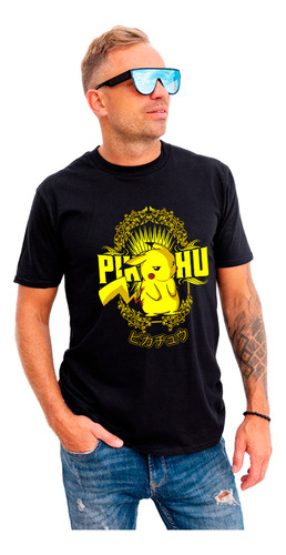 Polera Personajes Pokemón De Algodon Negra