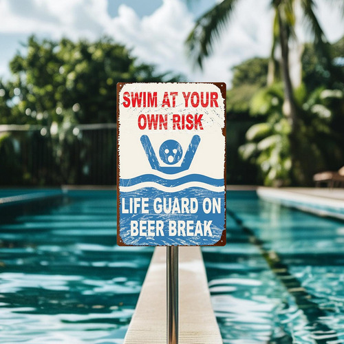 Nade En Su Propio Riesgo, De Piscina Decoración De Estilo B